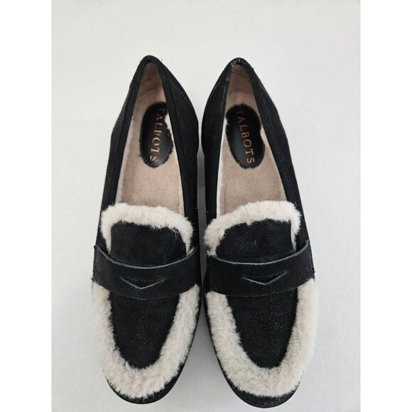Talbots Cassidy Sherpa Suede Loafers Black Women’s Size 6.5 - Picture 4 of 7